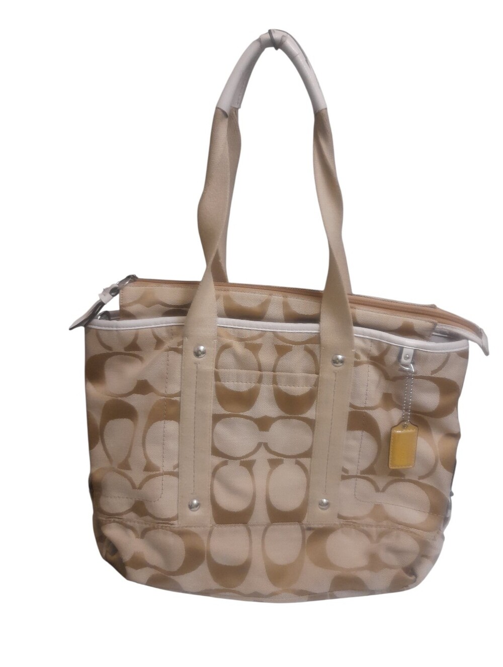 COACH Y2K Purse Signature C Jacquard Tote Cloth Hand Bag